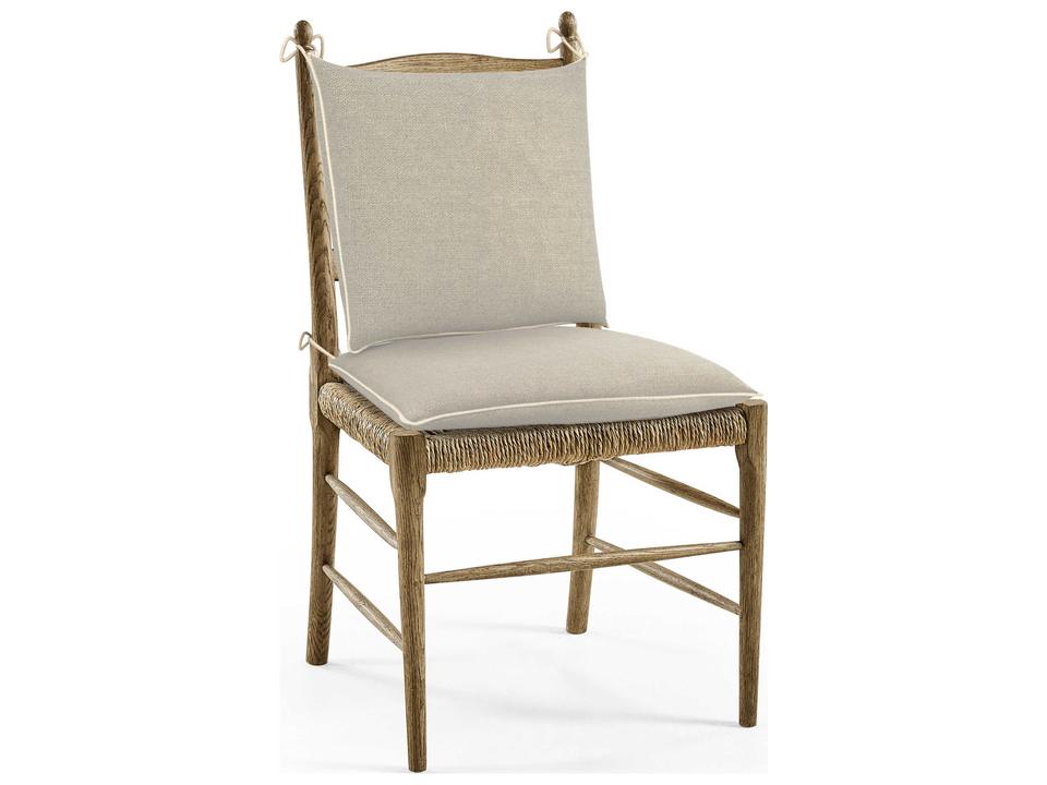 Timeless Oak Wood Brown Upholstered Armless Dining Chair