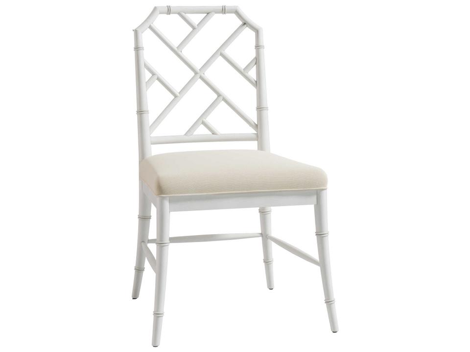 Timeless Oak Wood White Upholstered Side Dining Chair