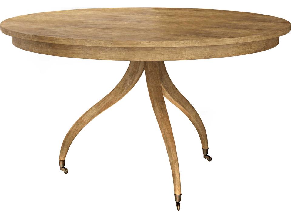 Timeless Round Sun Bleached Cherry Dining Table with Spider Legs