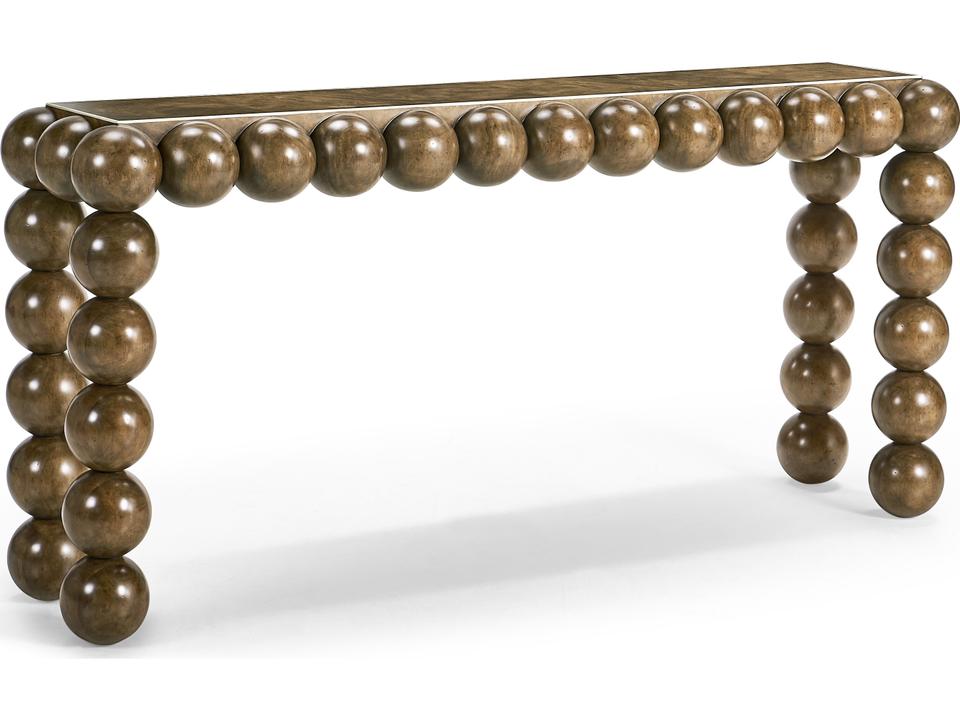 Orb Console Table in Medium Brown Mahogany with Faux Bone Inlay