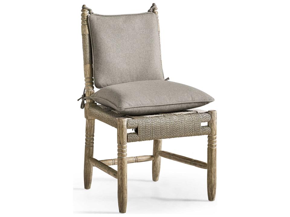 Sagehill Oak Wood Gray Upholstered Armless Dining Chair