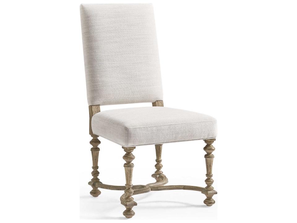 Sagehill Oak Wood White Upholstered Armless Dining Chair