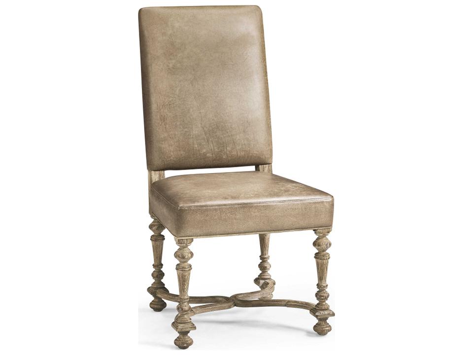 Sagehill Oak Wood Gray Leather Armless Dining Chair