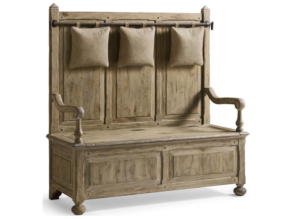 Sagehill Timberon Grey Oak Accent Bench with Leather Pillows