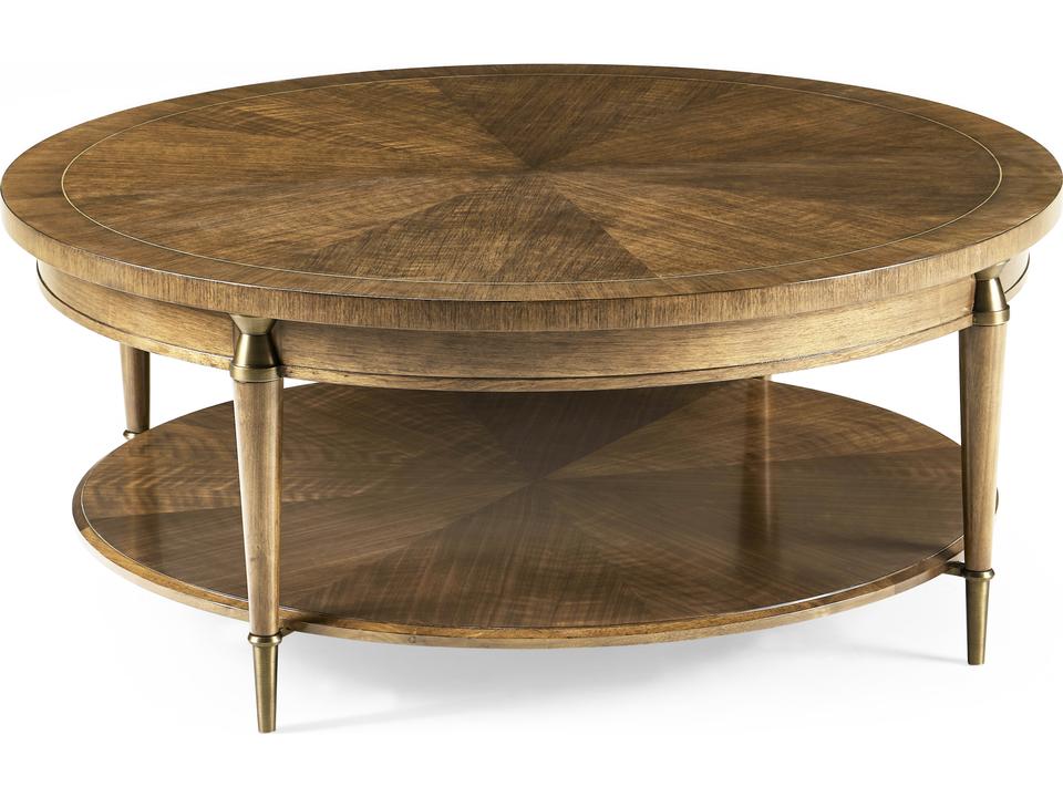 Toulouse Round Coffee Table Walnut and Brass