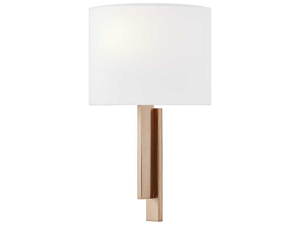 Hamilton 1-Light Wall Sconce with White Linen Shade and Brushed Brass