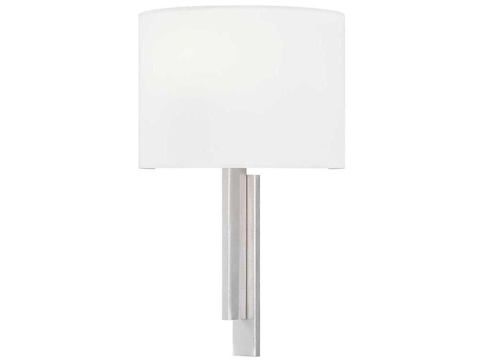Textile Hamilton 1-Light Brushed Nickel Wall Sconce with White Fabric Shade