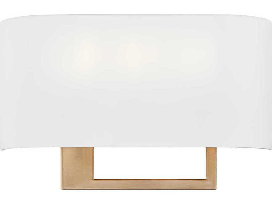 Textile Callie 3-Light Wall Sconce in Brushed Brass with White Linen Shade