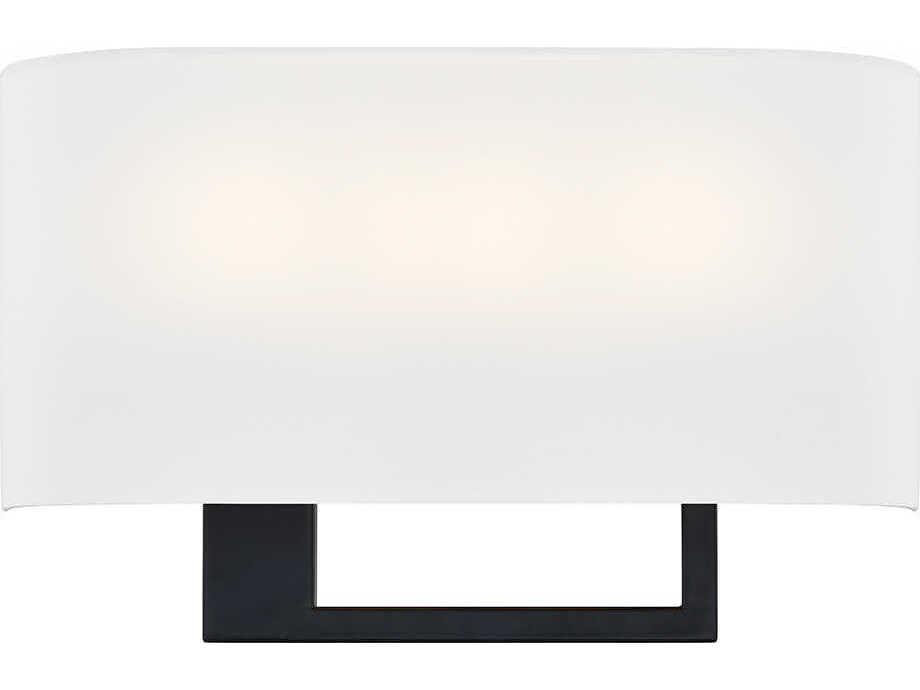 Callie 3-Light Wall Sconce with White Linen Shade in Matte Black
