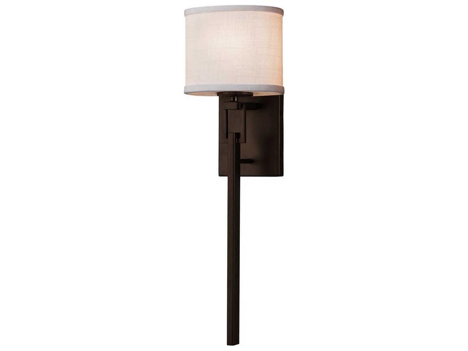 Alpine 1-Light Wall Sconce with Cream Linen Shade Dark Bronze