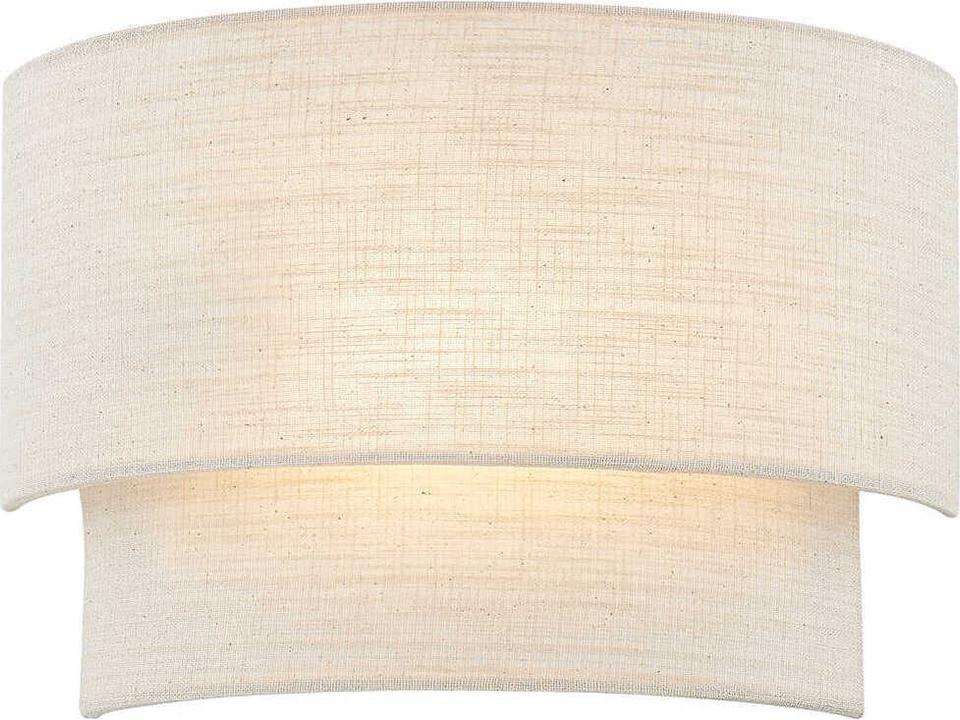 Textile 1-Light Rectangle ADA Wall Sconce in Cream Linen