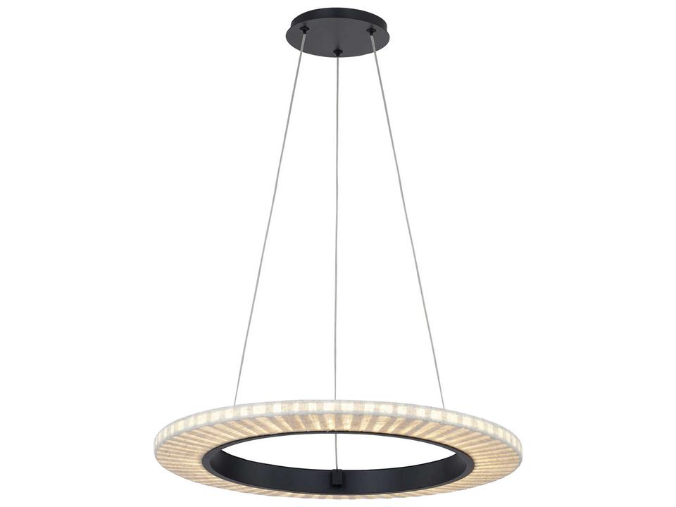 Textile Medallo LED Ring Pendant Light in Matte Black and Cream