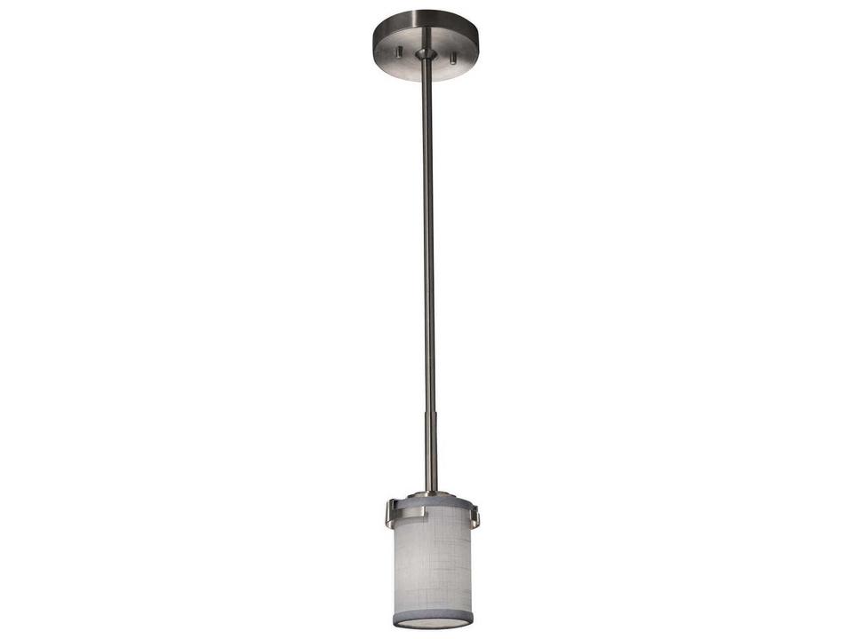 Textile 1-Light Cylindrical Mini Pendant in Brushed Nickel