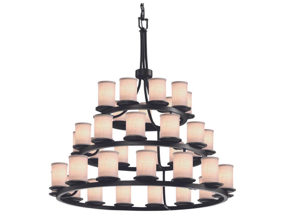 Textile 36-Light Cylinder Tiered Chandelier