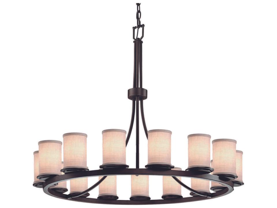 Textile 15-Light Cylinder Chandelier with Woven Fabric Shades