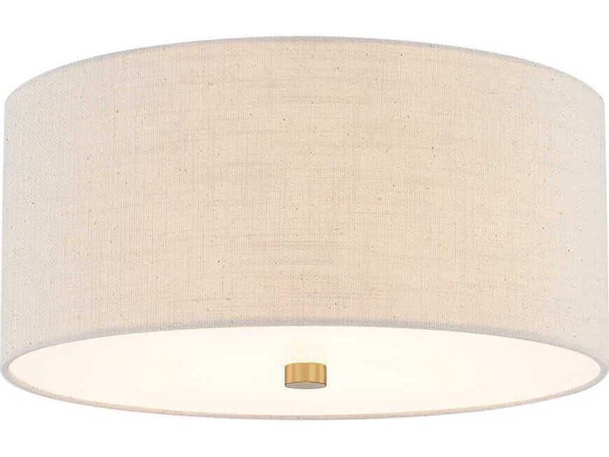 Classic 3-Light 14-Inch Drum Flush Mount in Cream Linen Fabric