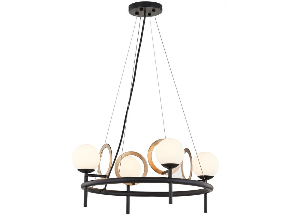 Fusion 4-Light Matte Black Brass Globe Chandelier