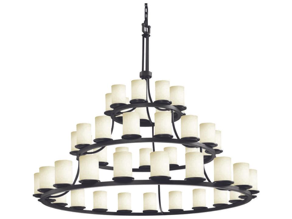 45-Light Fusion Black Glass Cylinder Tiered Chandelier