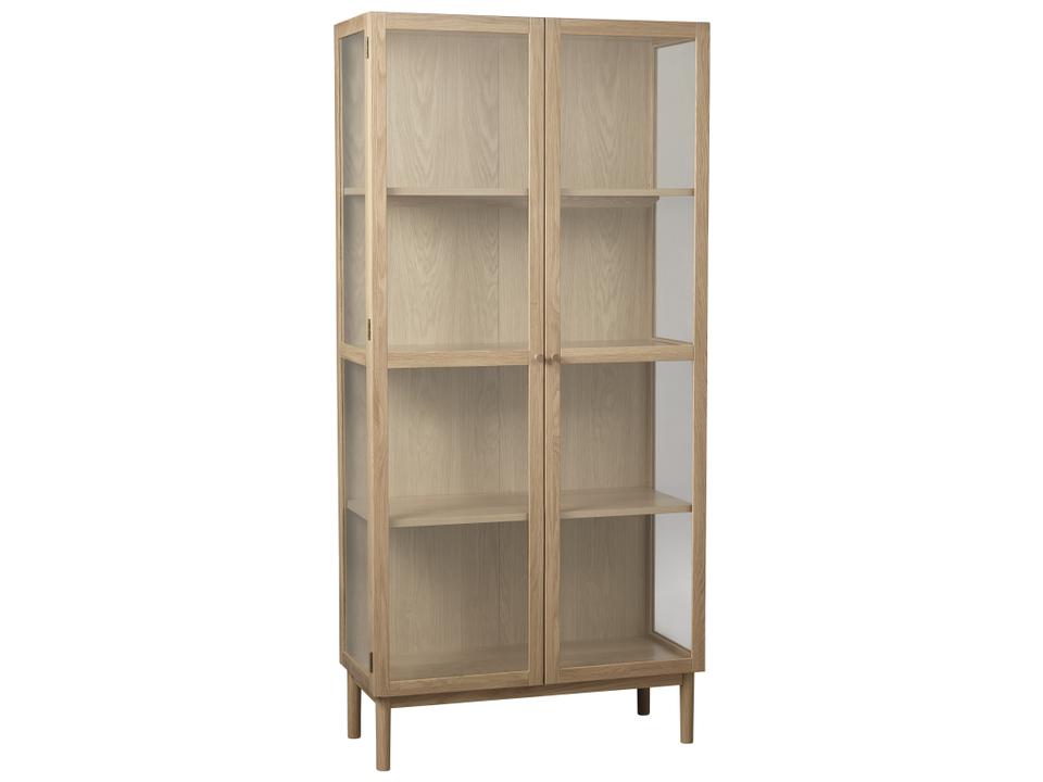 Elba 4-Shelf Solid Oak Wood Display Cabinet with Glass Doors