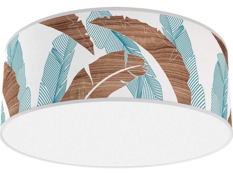 Banana Printed Andrea 1-Light Blue Drum Flush Mount