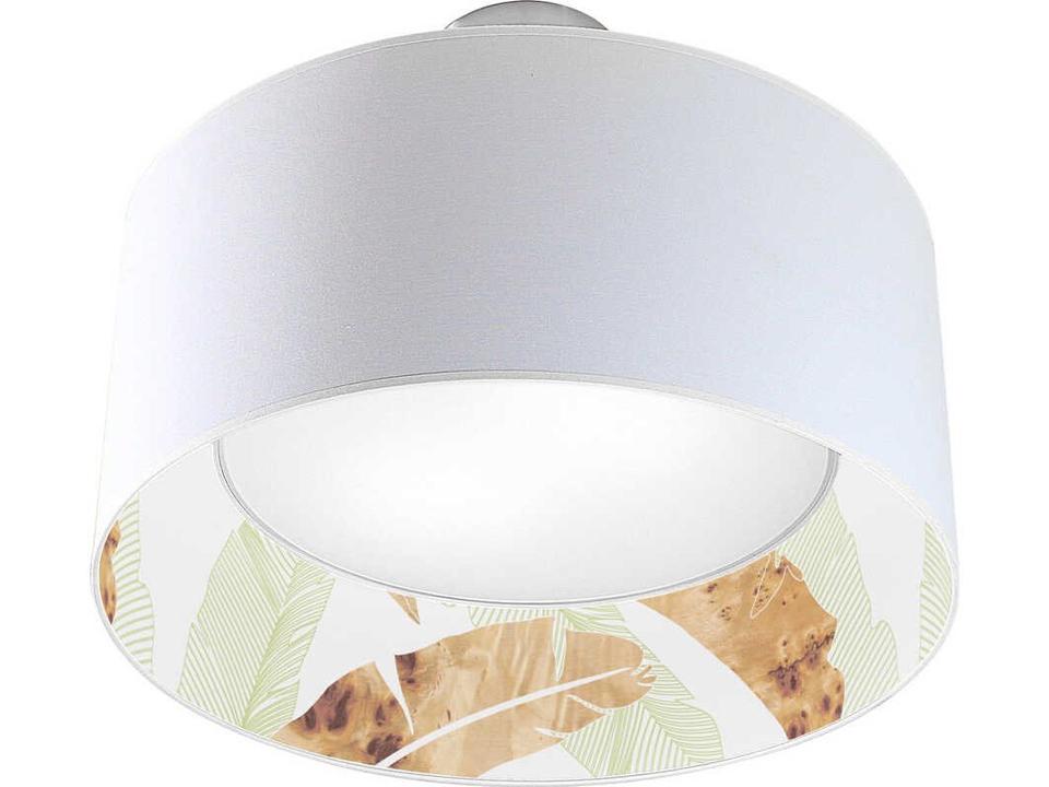 Banana Printed Inny 2-Light Green Drum Flush Mount