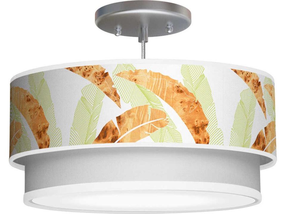 Banana Printed Luther 1-Light Green Drum Tiered Pendant