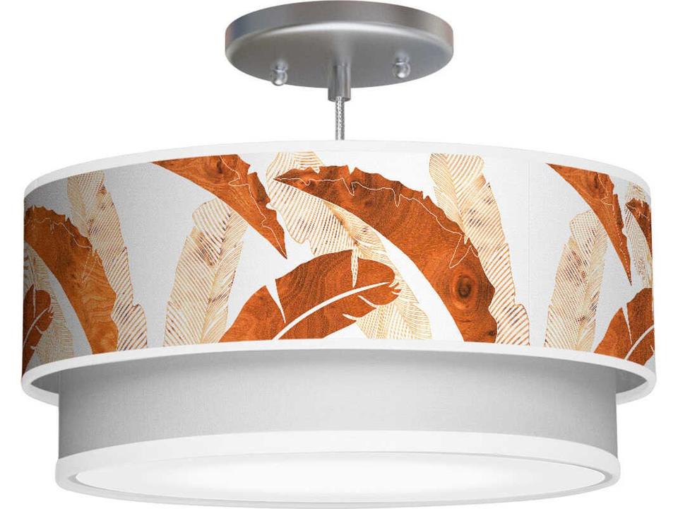 Banana Printed Luther 1-Light Brown Drum Tiered Pendant
