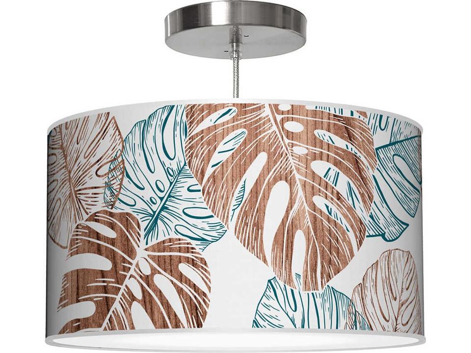 Monstera Printed Thao 1-Light Blue Drum Pendant