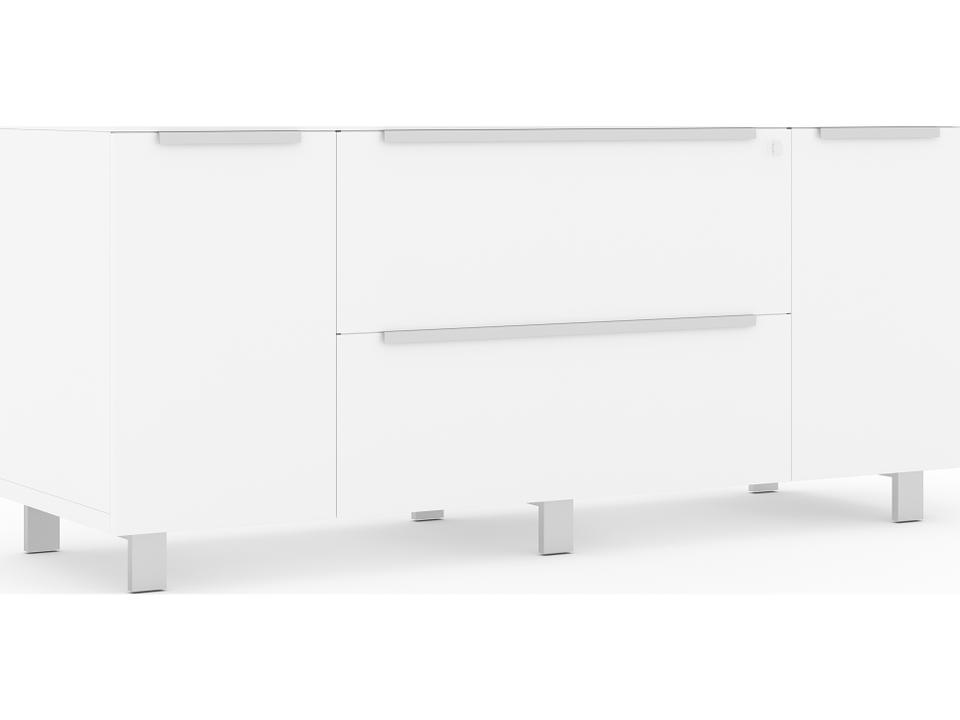 K123 Modern Credenza with 2 Drawers and 2 Doors in White