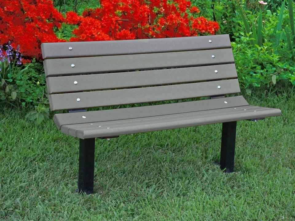 Contour 4 ft. Recycled Plastic Outdoor Bench with Steel Frame in Black