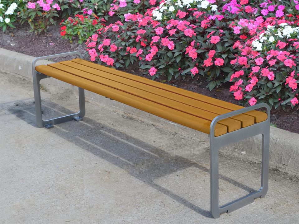 Plaza 6 ft. Backless Bench with Recycled HDPE Slats