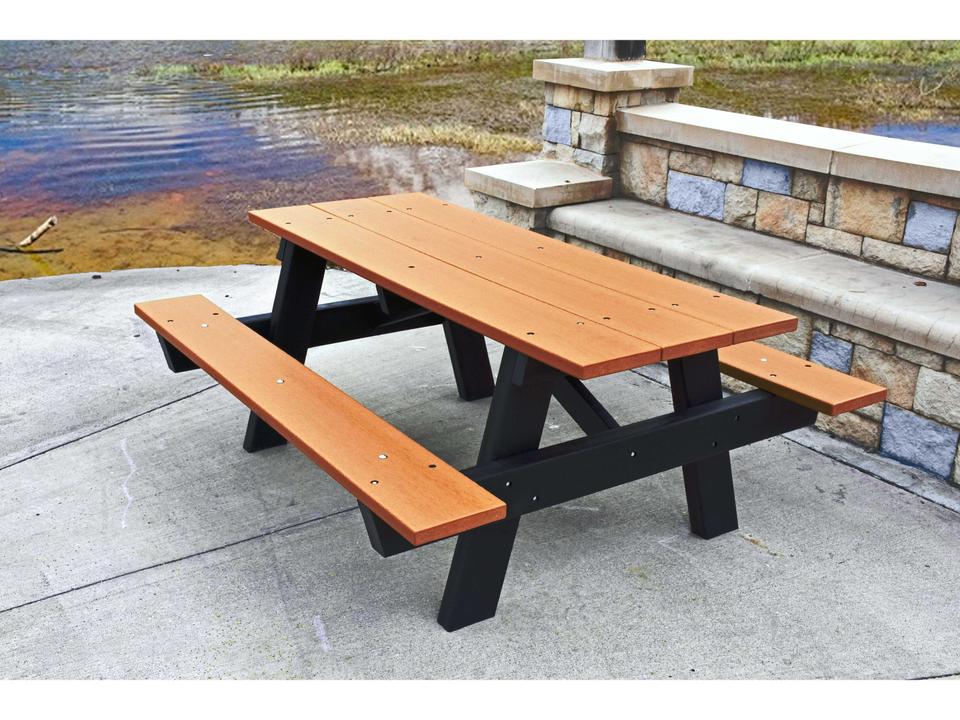 A Frame Recycled Plastic Rectangular Outdoor Patio Picnic Table