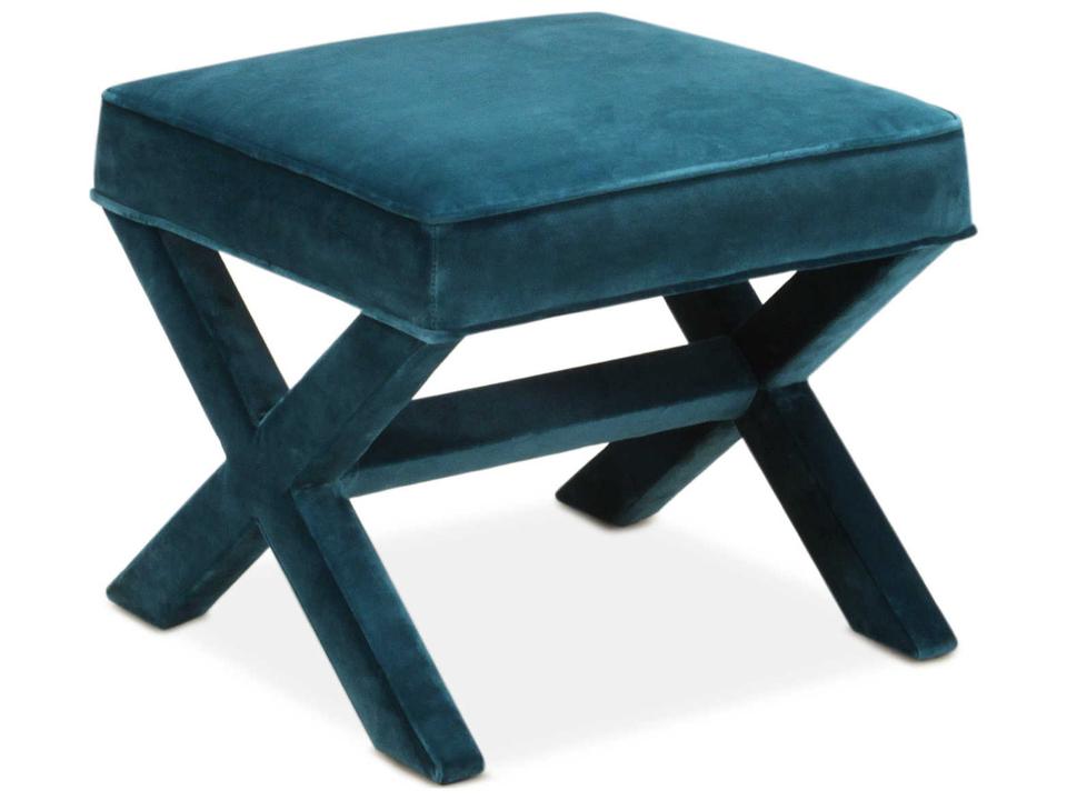 X-Bench Venice Peacock Blue Velvet Upholstered Accent Bench