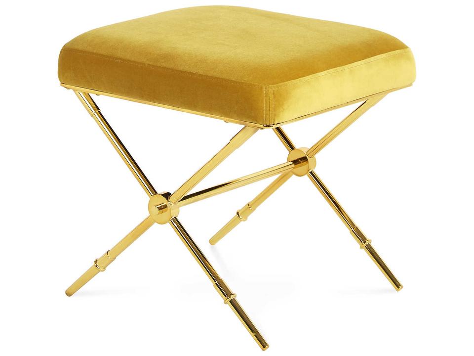 Rider X-Bench Rialto Gold Velvet Upholstered Accent Bench