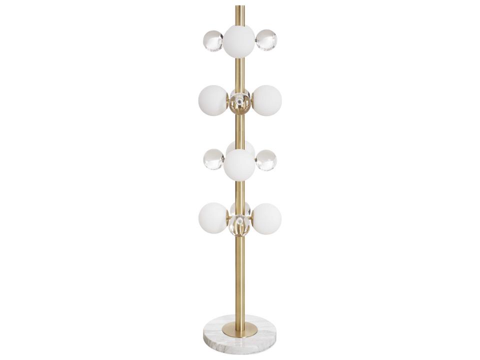 Globo 8-Light Floor Lamp in Brushed Brass with Acrylic and Marble