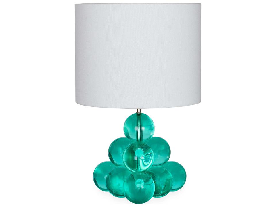 Globo Green Polished Nickel Table Lamp with White Linen Shade