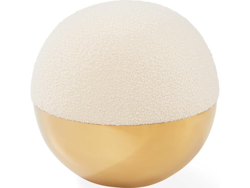 Alphaville Olympus Ivory Boucle Accent Stool with Honed Brass Base