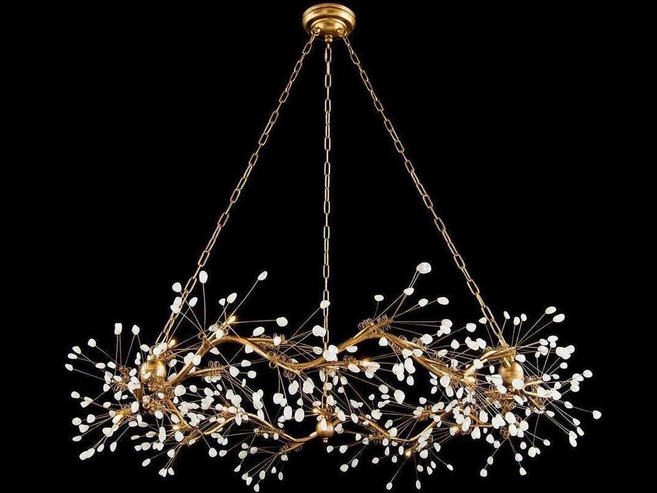 Waving 12-Light Quartz Chandelier in Gold Leaf Finish