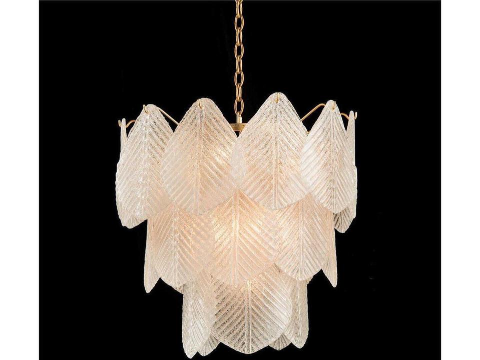 9-Light Frosted Petal Chandelier in Antique Gold Leaf