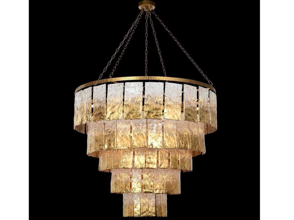 Twilight 24-Light Slumped Glass Chandelier in Gold Leaf