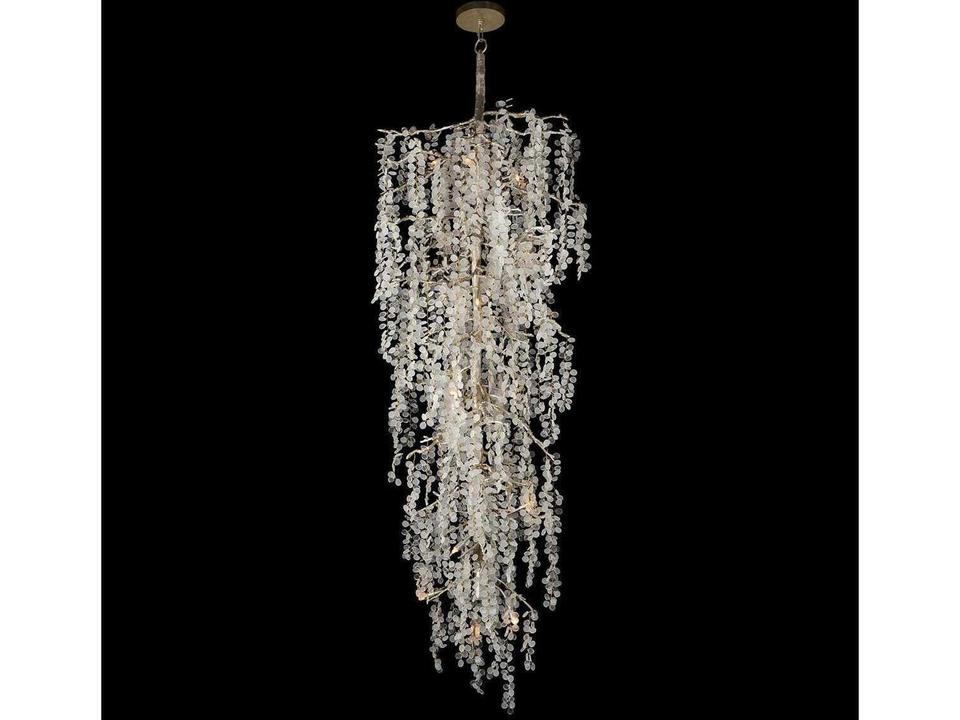 15-Light Shiro-Noda Chandelier with Crystal Clusters in Champagne