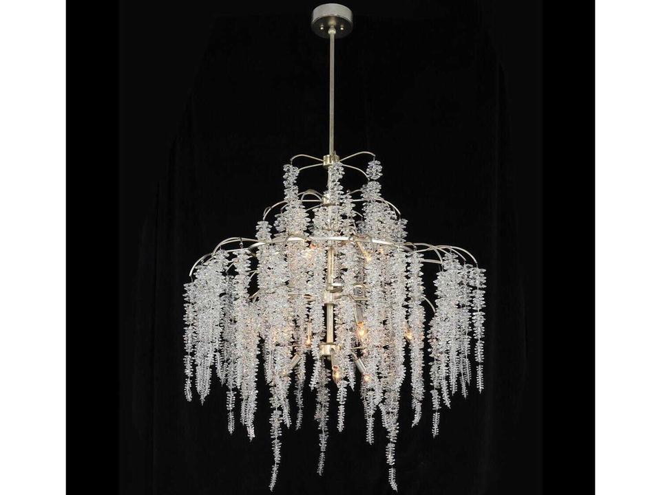12-Light Cascading Crystal Chandelier in Antique Silver
