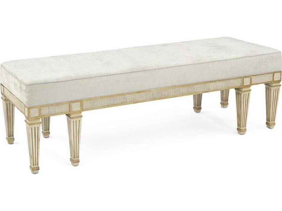 Mark McDowell Vallejo Upholstered Accent Bench in Antique Beluga and Gold