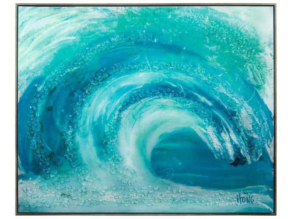 Mary Hong's Rip Curl Canvas Wall Art with Broken Glass and Silver Frame