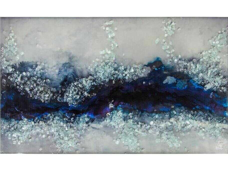 Mary Hong's Mystic River Glass Wall Art with Tumbled Glass Accents