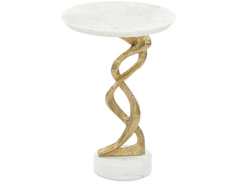 Windswept White Marble and Brass Martini Table