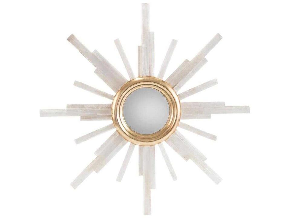 Selenite Star Mirror Gold Frame 36.5 Inch Diameter