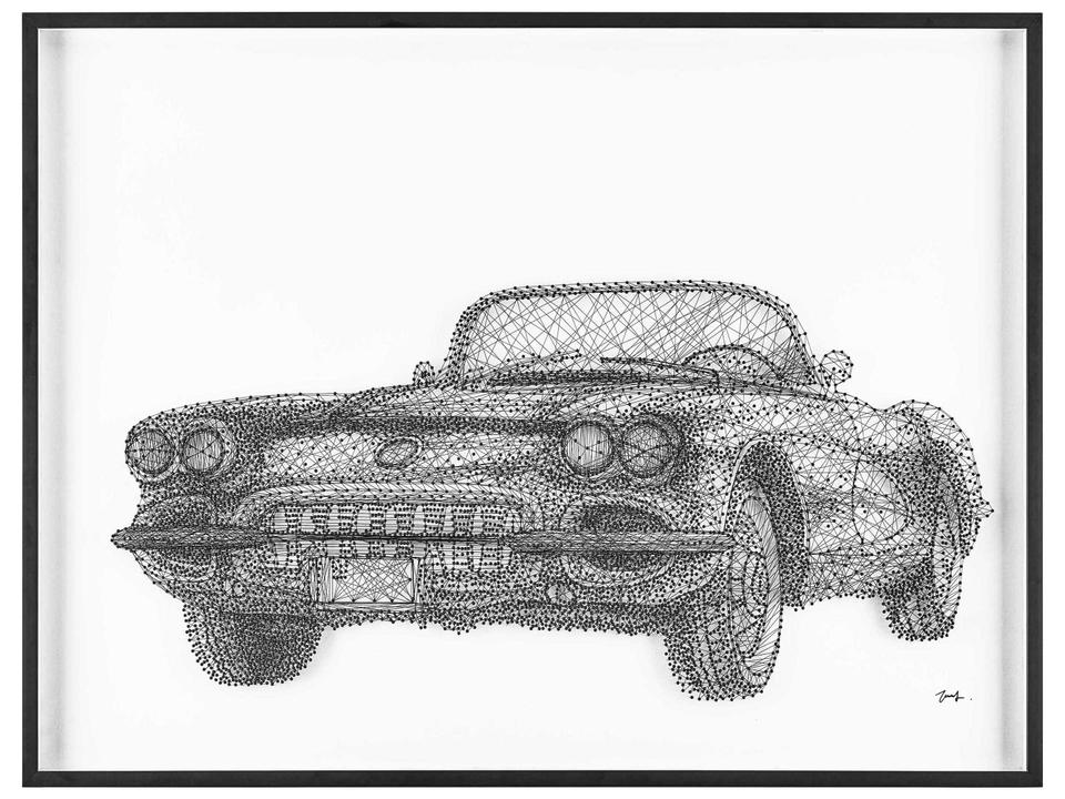 Tony Fey's Classic Cruiser-II Wall Art Handmade Push Pin Thread Art