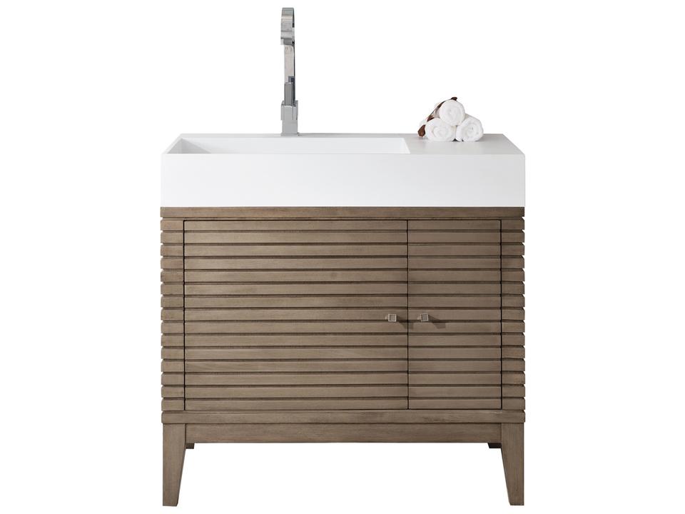 Linear 36-Inch Single Vanity Cabinet Whitewashed Walnut