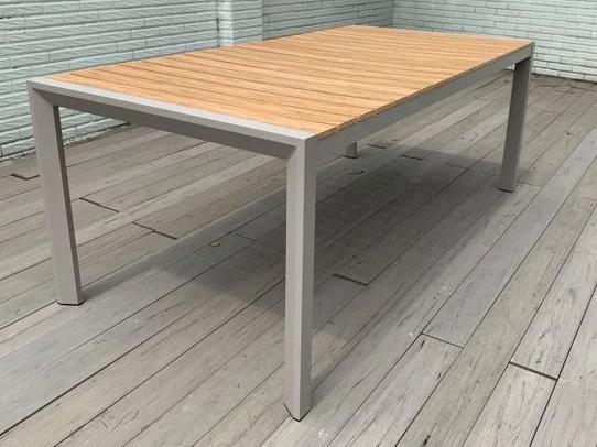 Marbella Rectangular Dining Table with Aluminum Frame and Faux Wood Top
